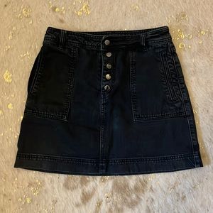Free People Black Denim High Waisted Skirt
